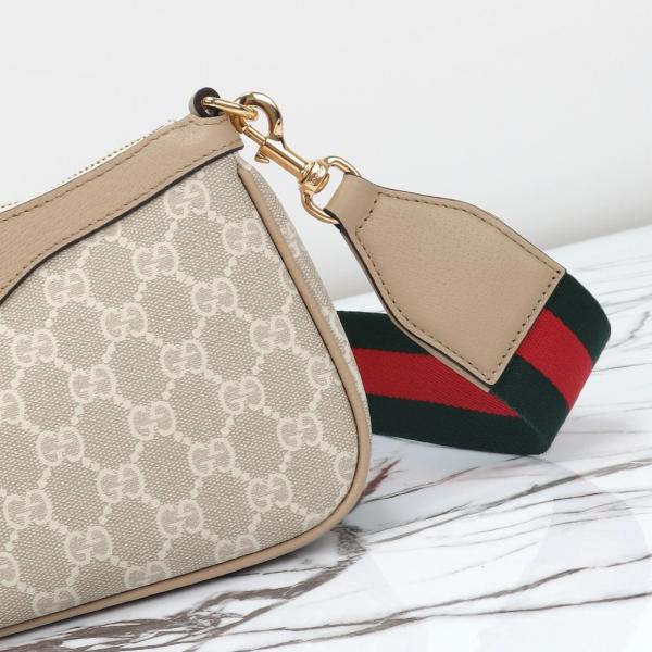 GUCCI Ophidia Canvas With Leather Shoulder Bag, Handbag, Shoulder Bag Women's Beige & White 735132-UULAG-9682 size L25cm W6cm H15.5cm