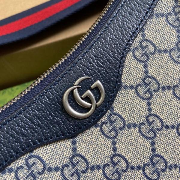 GUCCI Ophidia Canvas With Leather Shoulder Bag, Handbag Small Women's Beige & Blue 735132-96IWN-4076 size L25cm W6cm H15.5cm