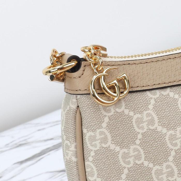 GUCCI Ophidia Canvas With Leather Shoulder Bag, Handbag, Shoulder Bag Women's Beige & White 735132-UULAG-9682 size L25cm W6cm H15.5cm