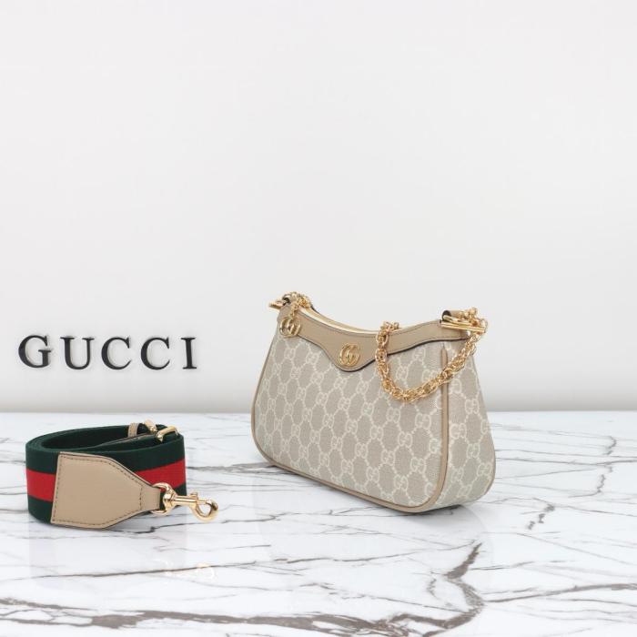 GUCCI Ophidia Canvas With Leather Shoulder Bag, Handbag, Shoulder Bag Women's Beige & White 735132-UULAG-9682 size L25cm W6cm H15.5cm