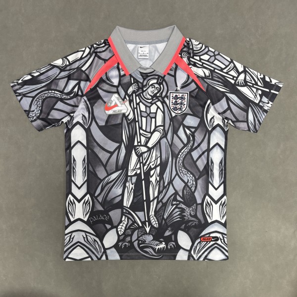 Nike X PALACE 26/27 Soccer Jerseys Men's Black Lapel Moderate