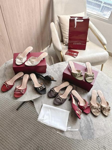 GUCCI Horsebit Slide Slippers 5cm Women's Beige & Dark Brown