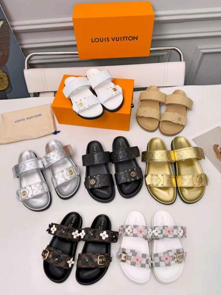 LOUIS VUITTON Bom Dia Slide Slippers Women's Sky Blue