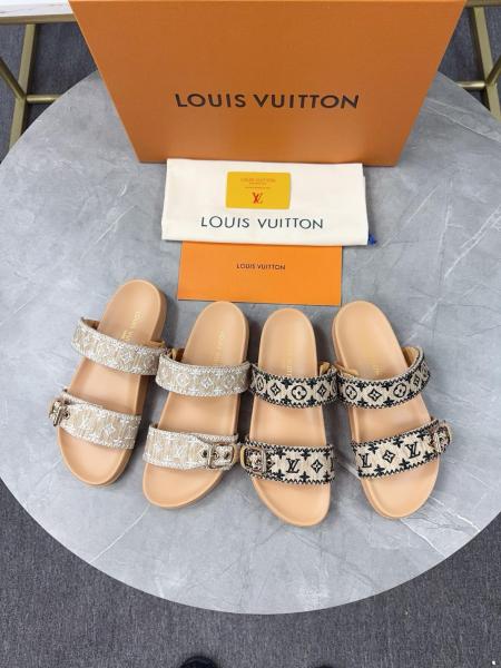 LOUIS VUITTON Bom Dia Slide Slippers Women's Brown