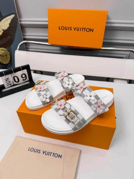 LOUIS VUITTON Bom Dia Slide Slippers Women's Sky Blue