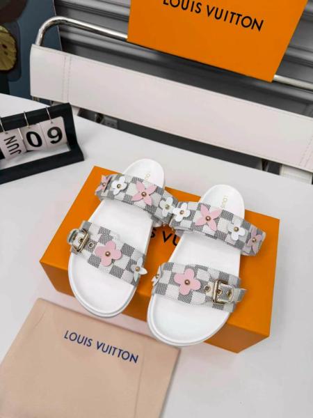 LOUIS VUITTON Bom Dia Slide Slippers Women's Sky Blue