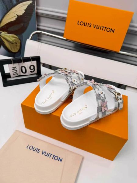 LOUIS VUITTON Bom Dia Slide Slippers Women's Sky Blue
