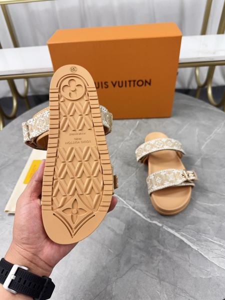 LOUIS VUITTON Bom Dia Slide Slippers Women's Brown