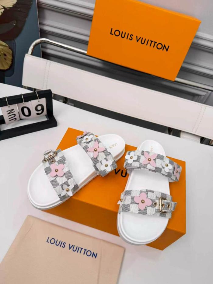 LOUIS VUITTON Bom Dia Slide Slippers Women's Sky Blue
