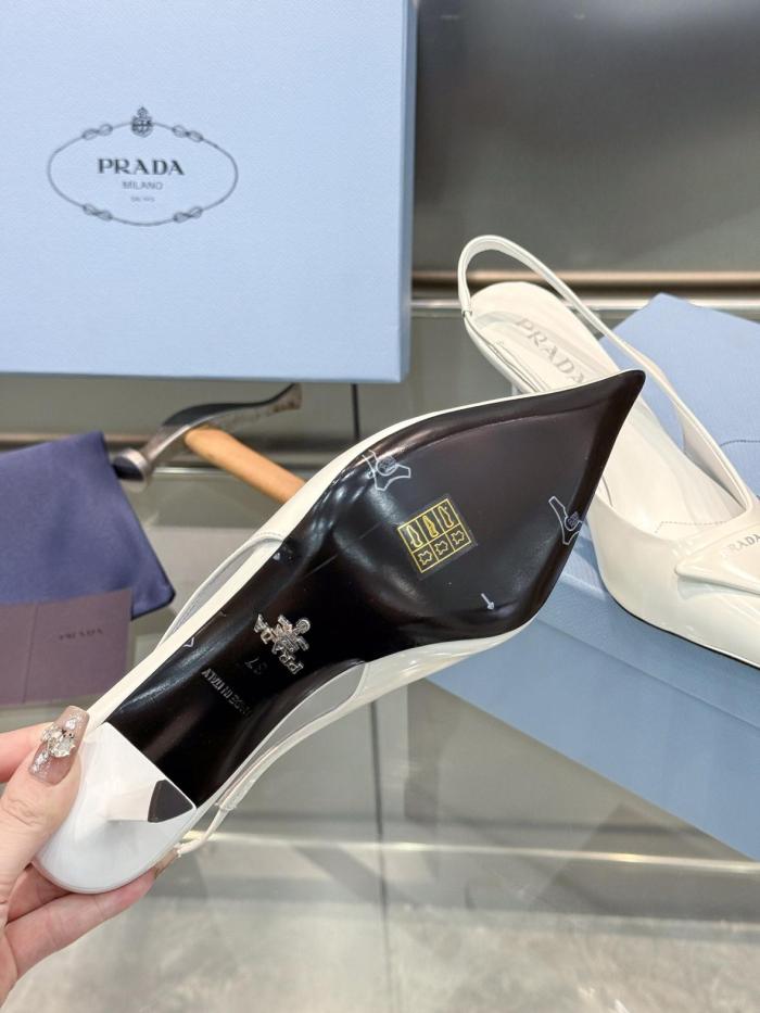 PRADA 75mm Leather Slingback Pumps