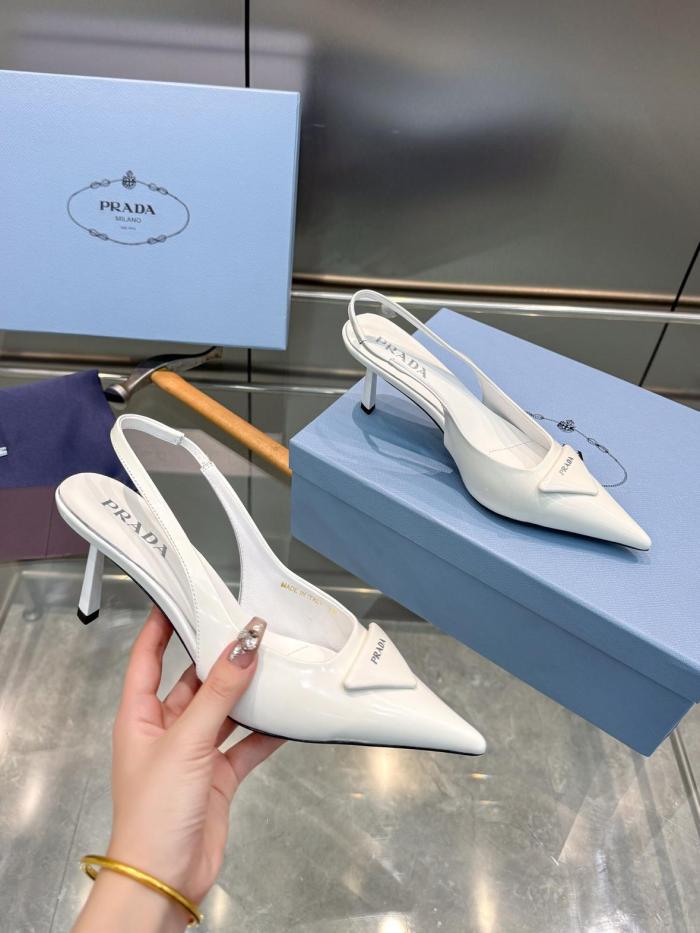 PRADA 75mm Leather Slingback Pumps