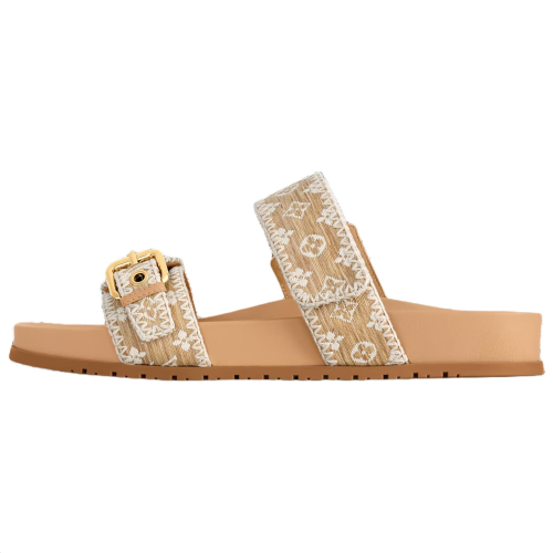 LOUIS VUITTON Bom Dia Slide Slippers Women's Brown