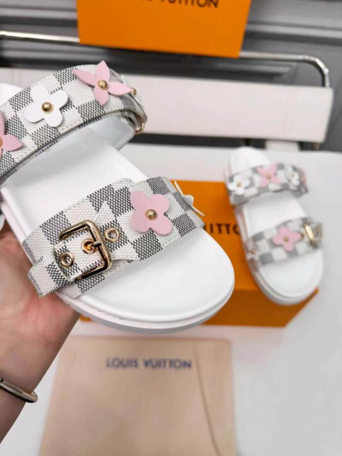 LOUIS VUITTON Bom Dia Slide Slippers Women's Sky Blue