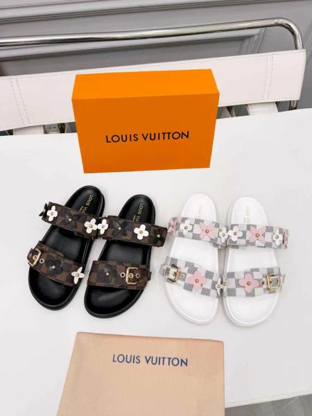 LOUIS VUITTON Bom Dia Slide Slippers Women's Sky Blue