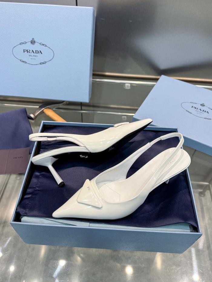 PRADA 75mm Leather Slingback Pumps