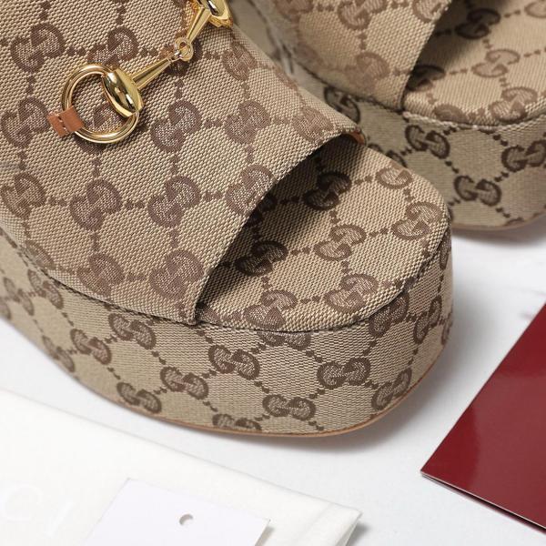 GUCCI Horsebit Slide Slippers 10.4cm Women's Brown