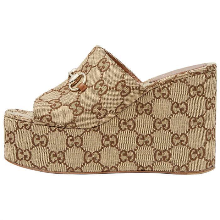 GUCCI Horsebit Slide Slippers 10.4cm Women's Brown