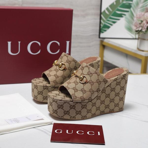 GUCCI Horsebit Slide Slippers 10.4cm Women's Brown