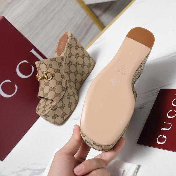 GUCCI Horsebit Slide Slippers 10.4cm Women's Brown