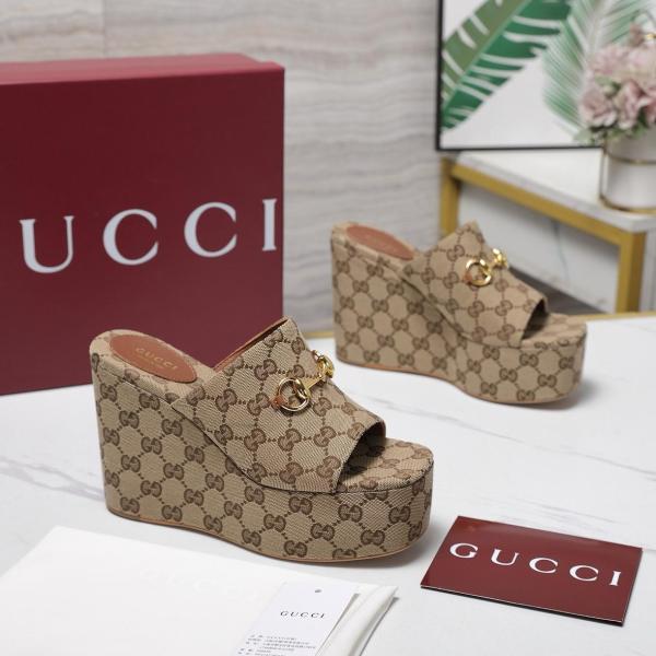 GUCCI Horsebit Slide Slippers 10.4cm Women's Brown