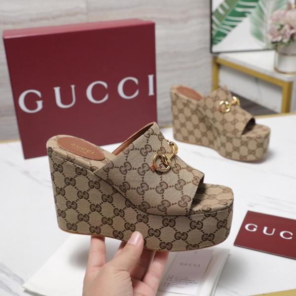 GUCCI Horsebit Slide Slippers 10.4cm Women's Brown