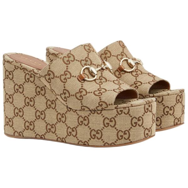 GUCCI Horsebit Slide Slippers 10.4cm Women's Brown