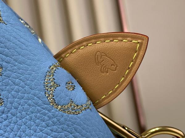 LOUIS VUITTON Speedy Cow Leather Travel Bag Handbag Men's Blue M28080 L25cm W15cm H15cm