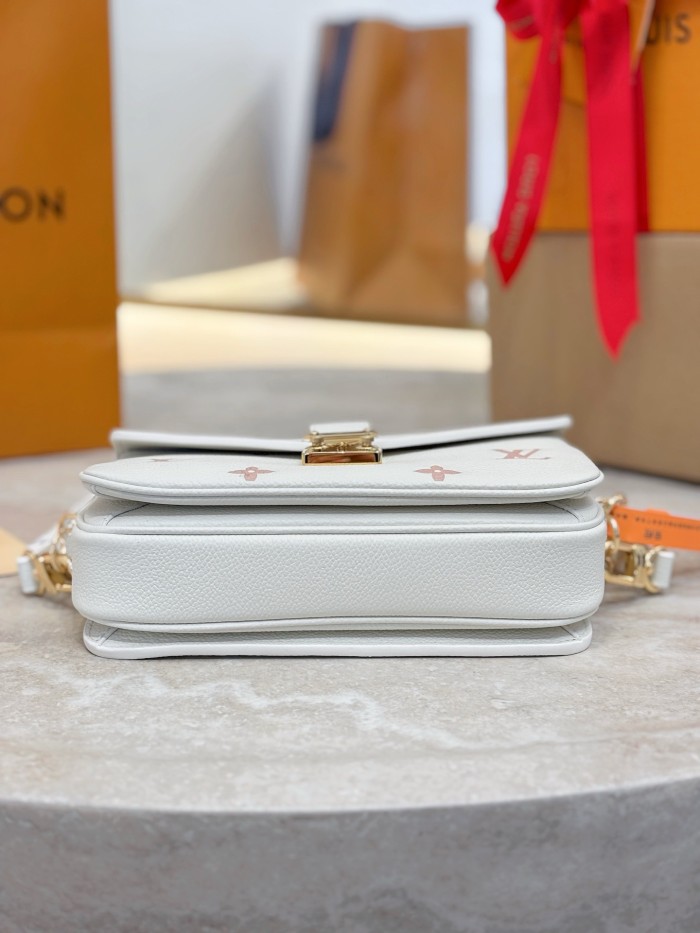  LOUIS VUITTON POCHETTE MÉTIS EAST WEST Cow Leather Shoulder Bag, Crossbody Bag, Handbag Women's White & Pink M27575 size 21.5*6*13.5cm