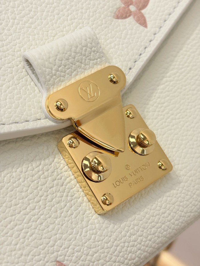  LOUIS VUITTON POCHETTE MÉTIS EAST WEST Cow Leather Shoulder Bag, Crossbody Bag, Handbag Women's White & Pink M27575 size 21.5*6*13.5cm