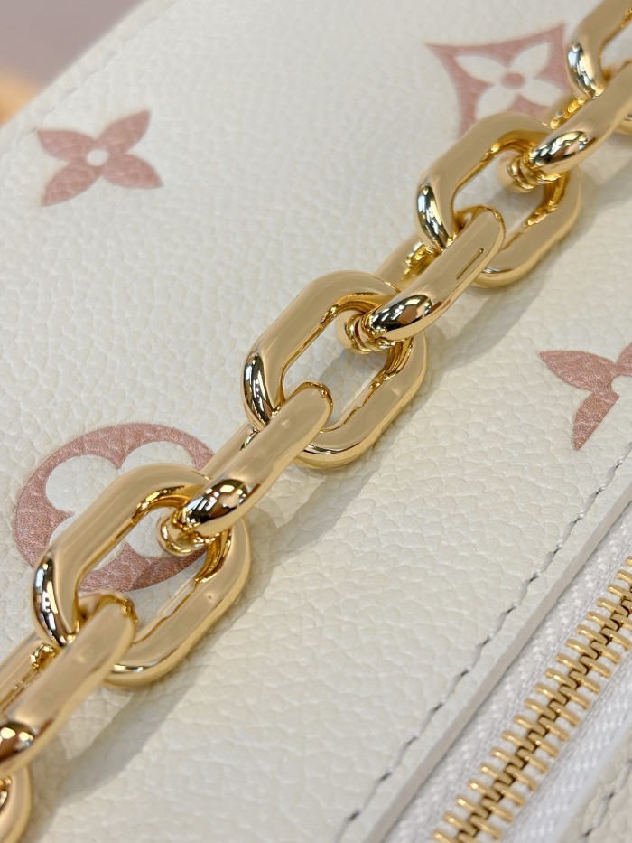 LOUIS VUITTON POCHETTE MÉTIS EAST WEST Cow Leather Shoulder Bag, Crossbody Bag, Handbag Women's White & Pink M27575 size 21.5*6*13.5cm
