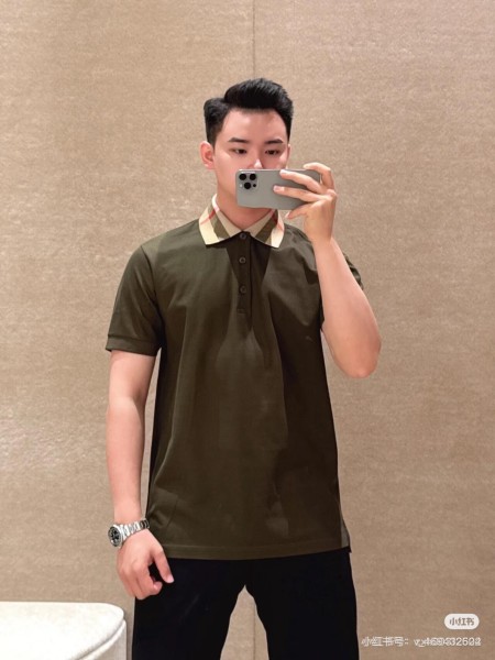 Burberry checkered-collar cotton polo shirt