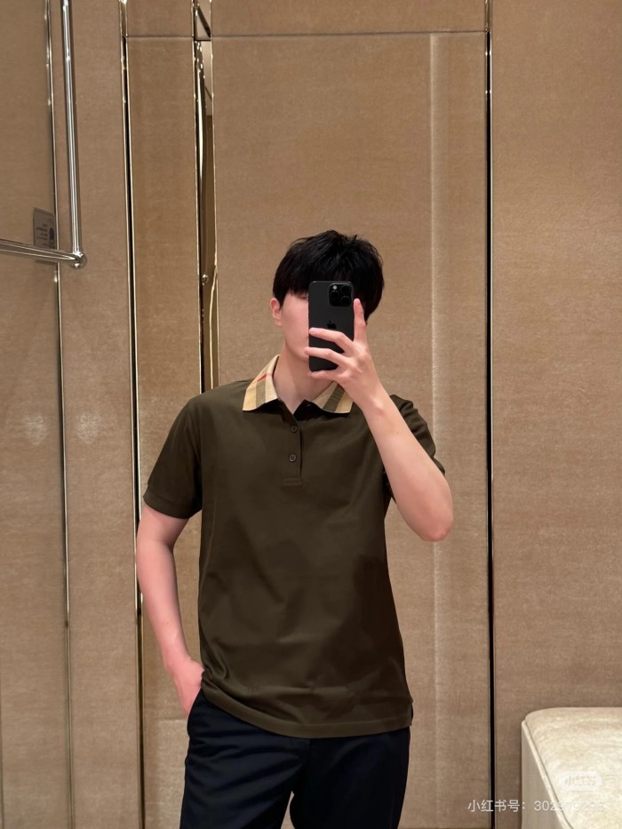 Burberry checkered-collar cotton polo shirt