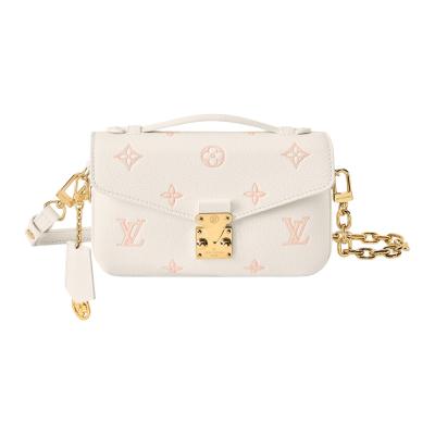  LOUIS VUITTON POCHETTE MÉTIS EAST WEST Cow Leather Shoulder Bag, Crossbody Bag, Handbag Women's White & Pink M27575 size 21.5*6*13.5cm