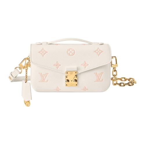 LOUIS VUITTON POCHETTE MÉTIS EAST WEST Cow Leather Shoulder Bag, Crossbody Bag, Handbag Women's White & Pink M27575 size 21.5*6*13.5cm