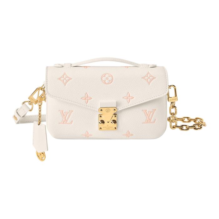 LOUIS VUITTON POCHETTE MÉTIS EAST WEST Cow Leather Shoulder Bag, Crossbody Bag, Handbag Women's White & Pink M27575 size 21.5*6*13.5cm