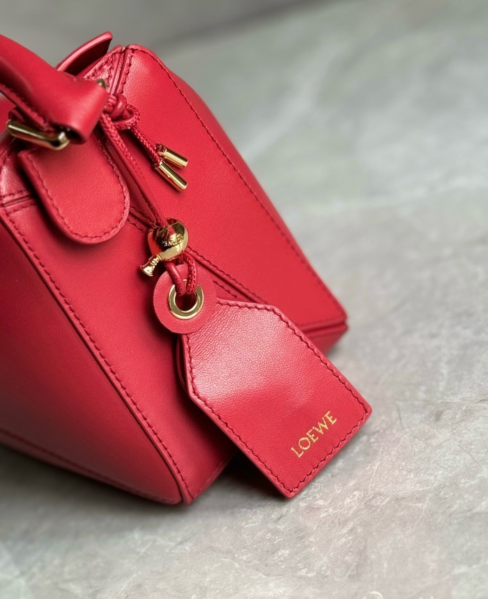 LOEWE Puzzle Sheepskin One Shoulder Handbag Small Women's Red A510PLSX01-7885 L24 W10.5 H16.5 cm