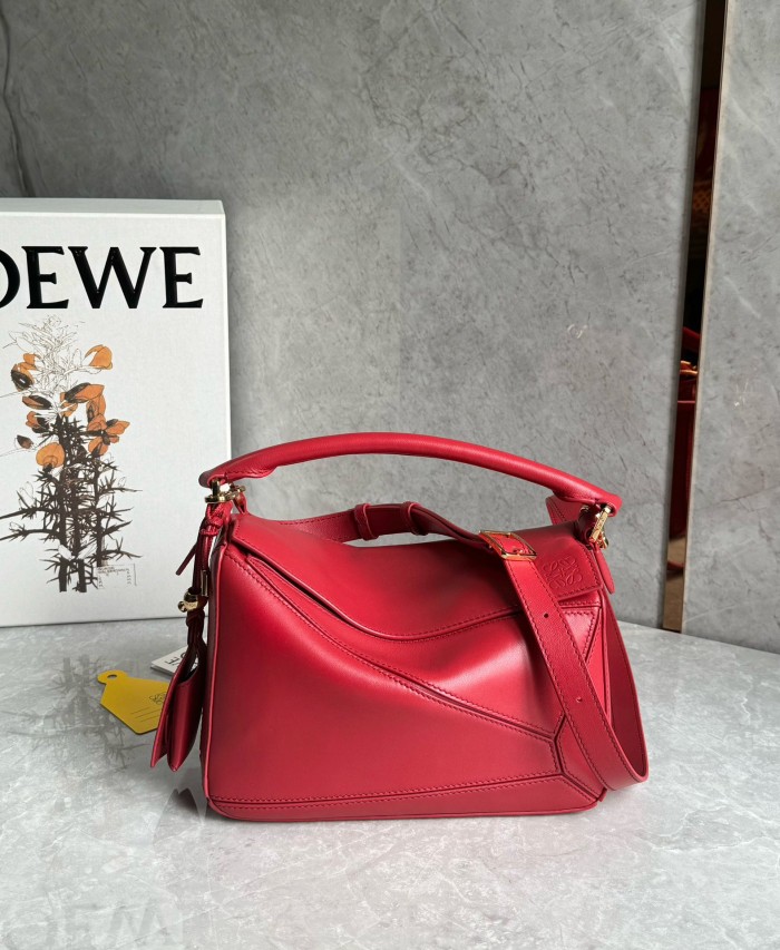 LOEWE Puzzle Sheepskin One Shoulder Handbag Small Women's Red A510PLSX01-7885 L24 W10.5 H16.5 cm