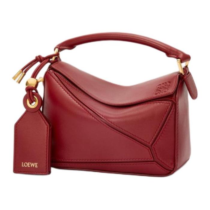 LOEWE Puzzle Lambskin Puzzle Bag One Shoulder Handbag Mini Women's Burnt Red A510PLIX04-7885 Size 17.5*7.5*12.5 cm