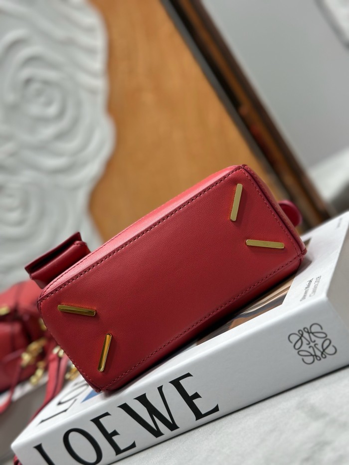 LOEWE Puzzle Lambskin Puzzle Bag One Shoulder Handbag Mini Women's Burnt Red A510PLIX04-7885 Size 17.5*7.5*12.5 cm
