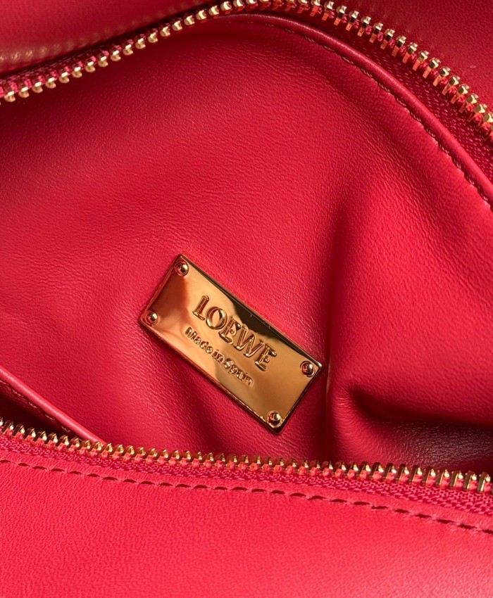 LOEWE Puzzle Sheepskin One Shoulder Handbag Small Women's Red A510PLSX01-7885 L24 W10.5 H16.5 cm