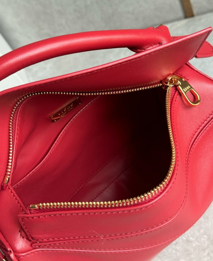 LOEWE Puzzle Sheepskin One Shoulder Handbag Small Women's Red A510PLSX01-7885 L24 W10.5 H16.5 cm