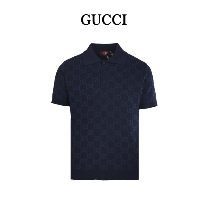 Gucci Gg Supreme Cotton Silk Polo Shirt