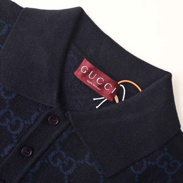 Gucci Gg Supreme Cotton Silk Polo Shirt
