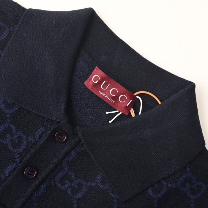 Gucci Gg Supreme Cotton Silk Polo Shirt