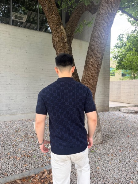 Gucci Gg Supreme Cotton Silk Polo Shirt