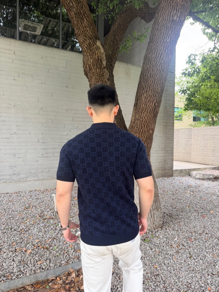 Gucci Gg Supreme Cotton Silk Polo Shirt