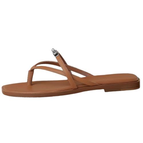 HERMES Flip Flops 0.6cm Women's Brown