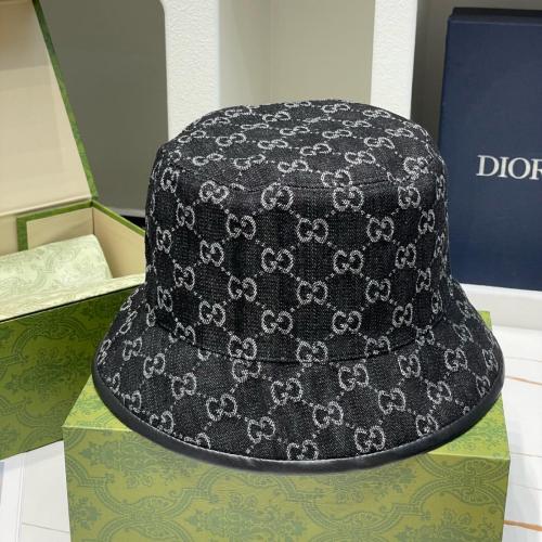GUCCI Cotton, Synthetic Fiber Bucket Hats Unisex Black