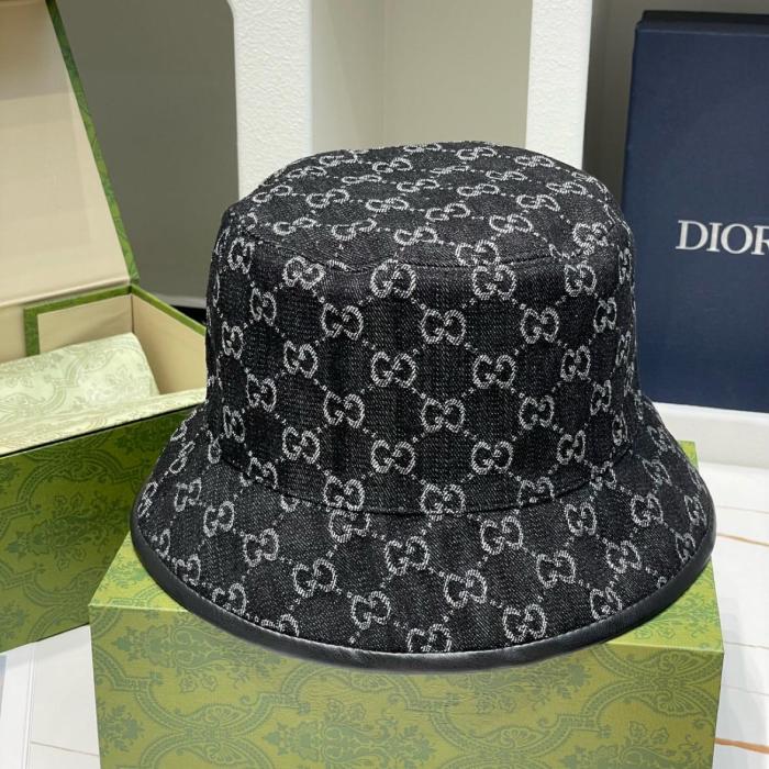 GUCCI Cotton, Synthetic Fiber Bucket Hats Unisex Black