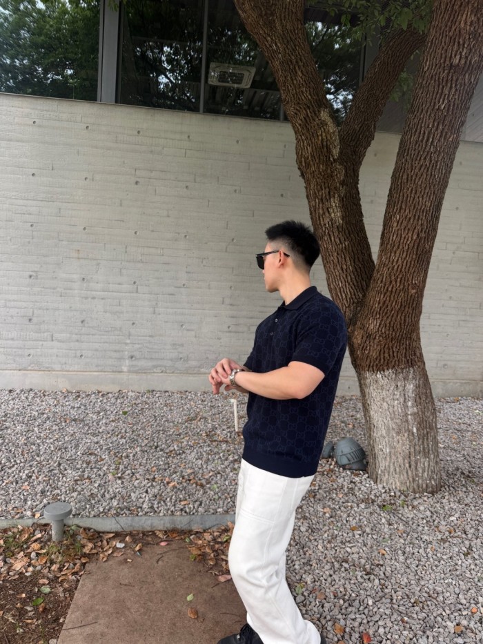 Gucci Gg Supreme Cotton Silk Polo Shirt